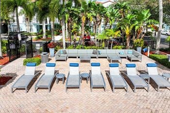 Sun deck and poolside lounging areas